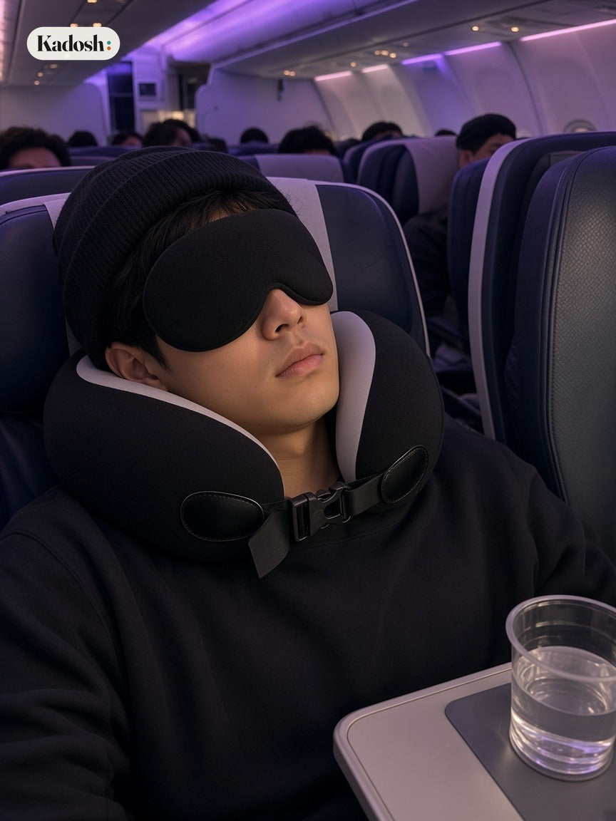 Travel Sleep Set: Memory Foam Neck Pillow and Eye Mask