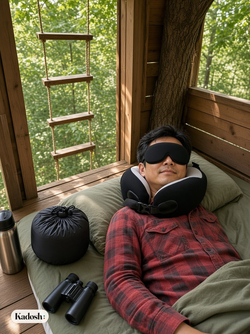 Travel Sleep Set: Memory Foam Neck Pillow and Eye Mask