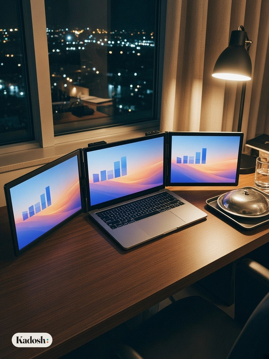 UPERFECT 14 Inch Triple Portable Monitor, Laptop Screen Extender