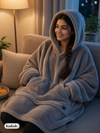 USB Heated Wearable Blanket Hoodie, Oversized Sherpa Heated Robe