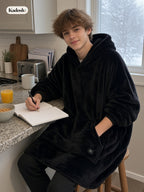 USB Heated Wearable Blanket Hoodie, Oversized Sherpa Heated Robe