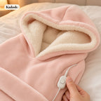 USB Heated Wearable Blanket Hoodie, Oversized Sherpa Heated Robe
