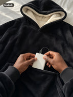 USB Heated Wearable Blanket Hoodie, Oversized Sherpa Heated Robe