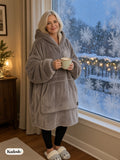USB Heated Wearable Blanket Hoodie, Oversized Sherpa Heated Robe