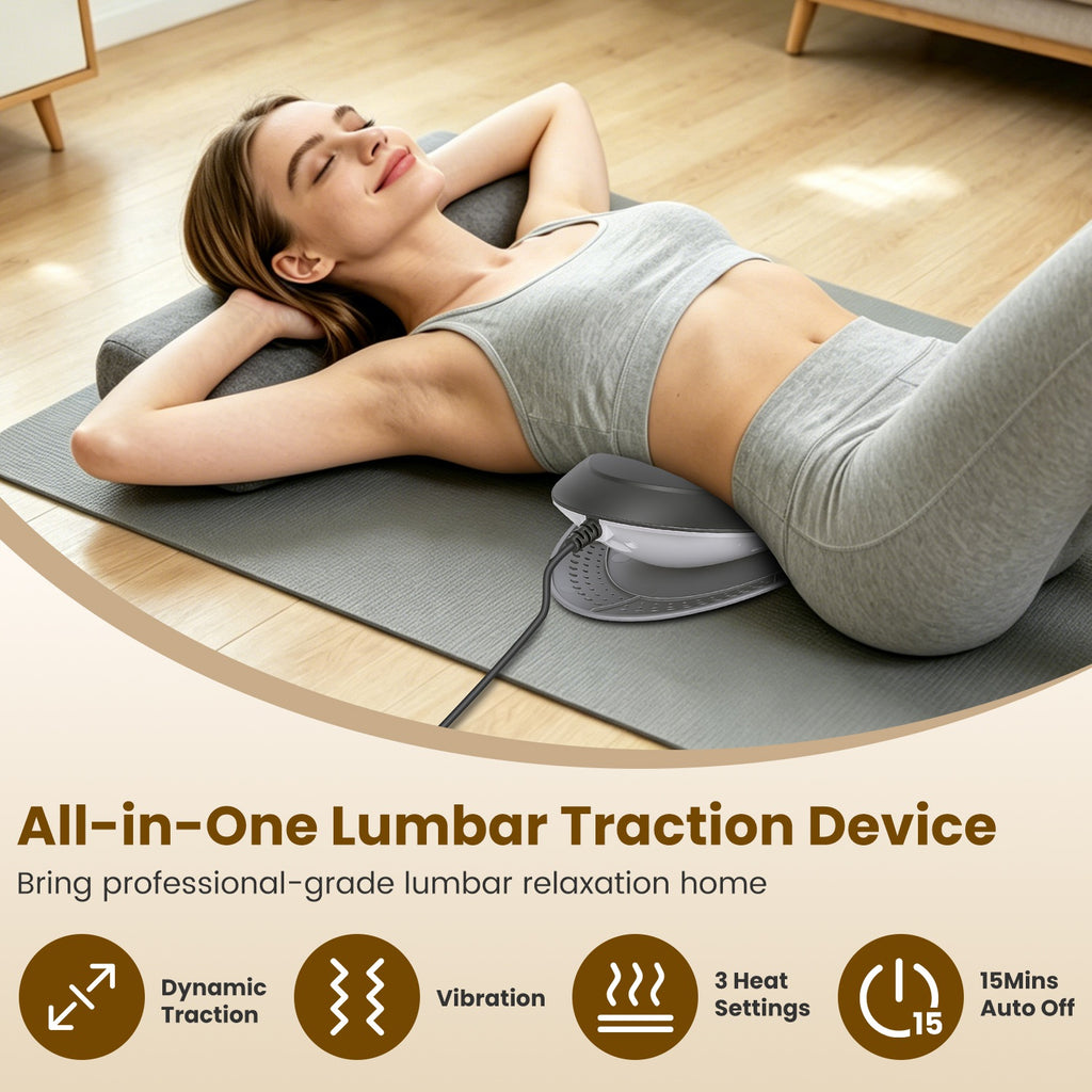 Electric Lumbar Back Stretcher with Air Lift, Heat & Vibration