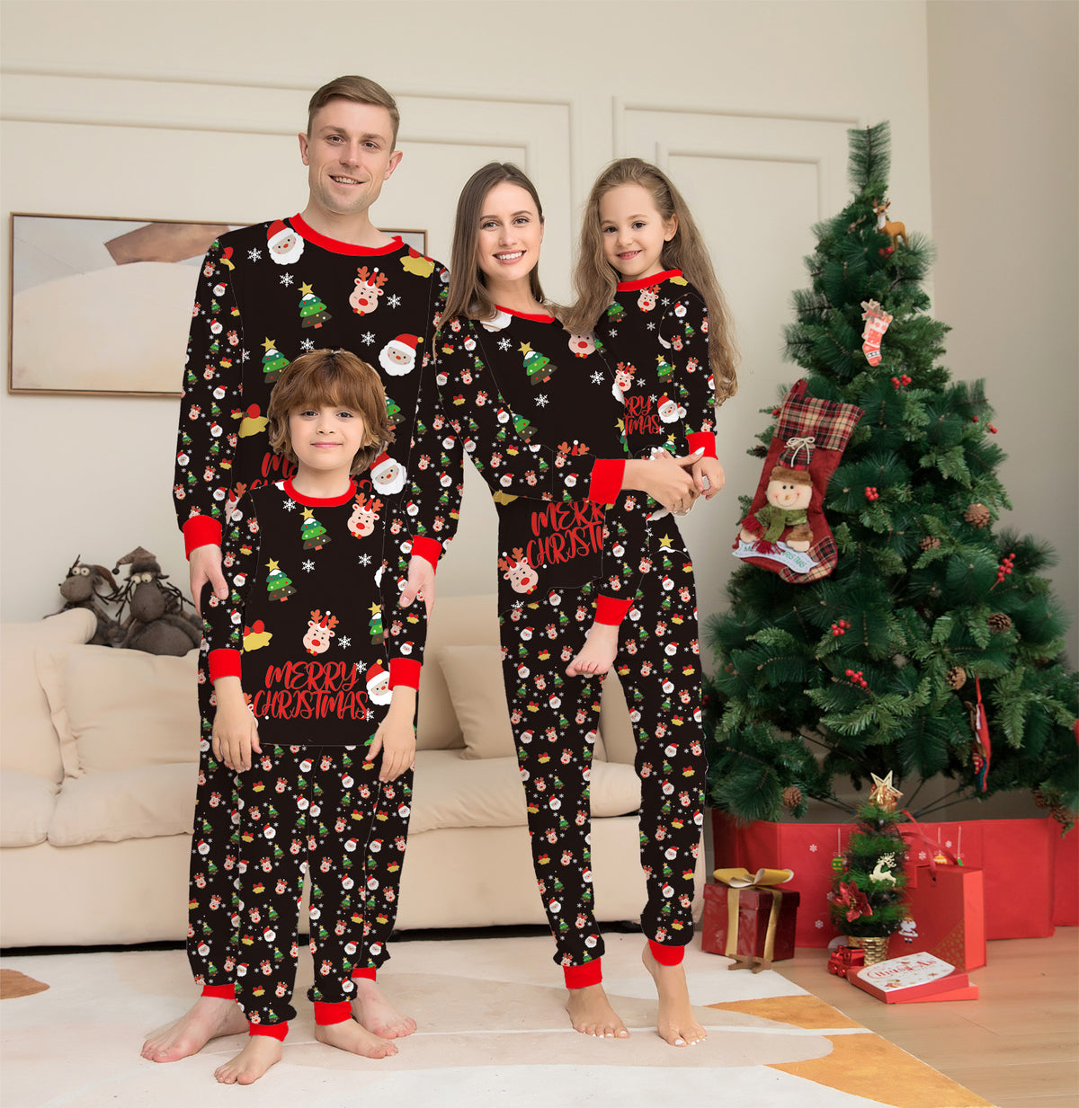 Family Matching Christmas Pajamas Set, Cotton Xmas PJs