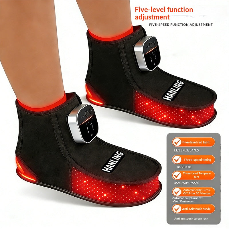 Red Light Heated Slippers, Rechargeable Foot Warmer Shoes