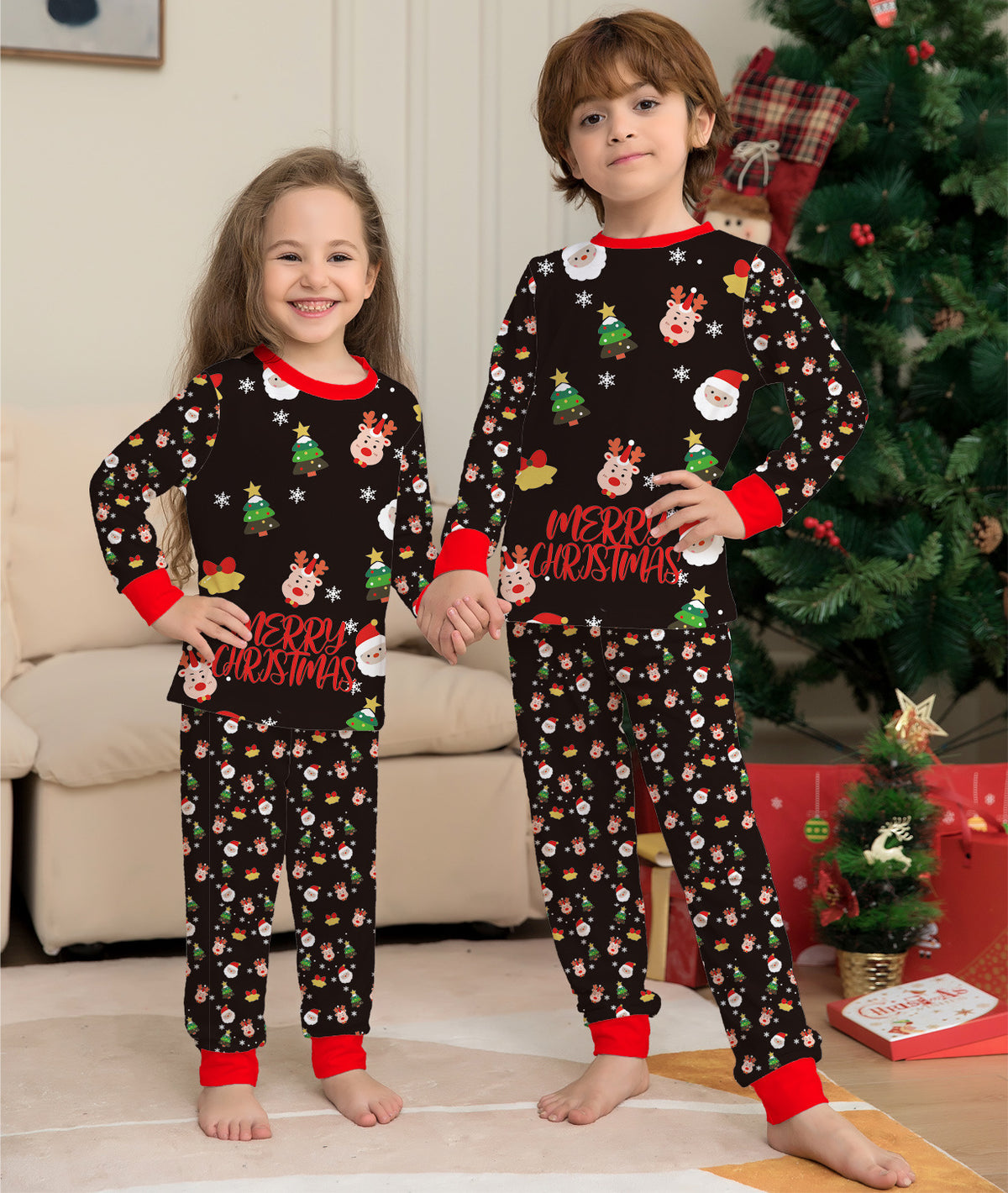 Family Matching Christmas Pajamas Set, Cotton Xmas PJs