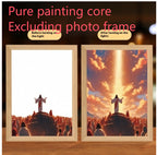 Jesus LED Light Painting, Light-Up Cross Frame Night Light