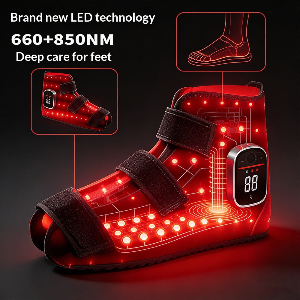 Red Light Heated Slippers, Rechargeable Foot Warmer Shoes
