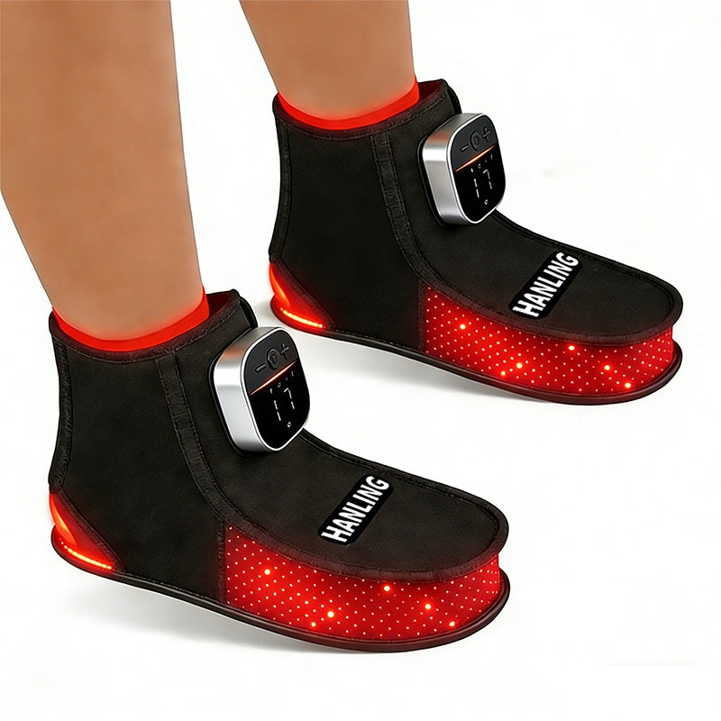 Red Light Heated Slippers, Rechargeable Foot Warmer Shoes