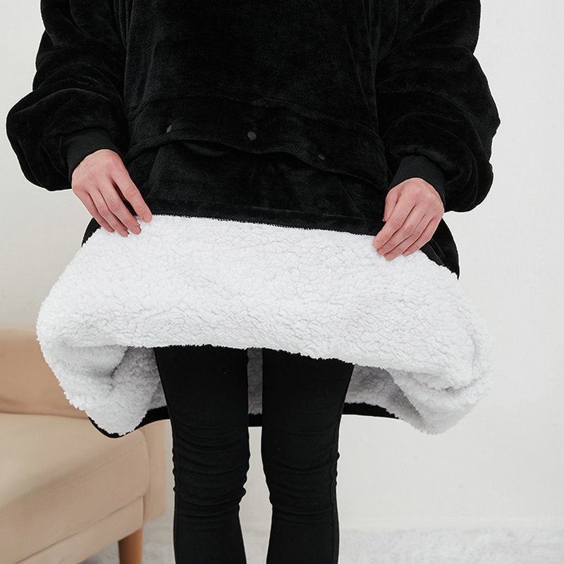 USB Heated Wearable Blanket Hoodie, Oversized Sherpa Heated Robe
