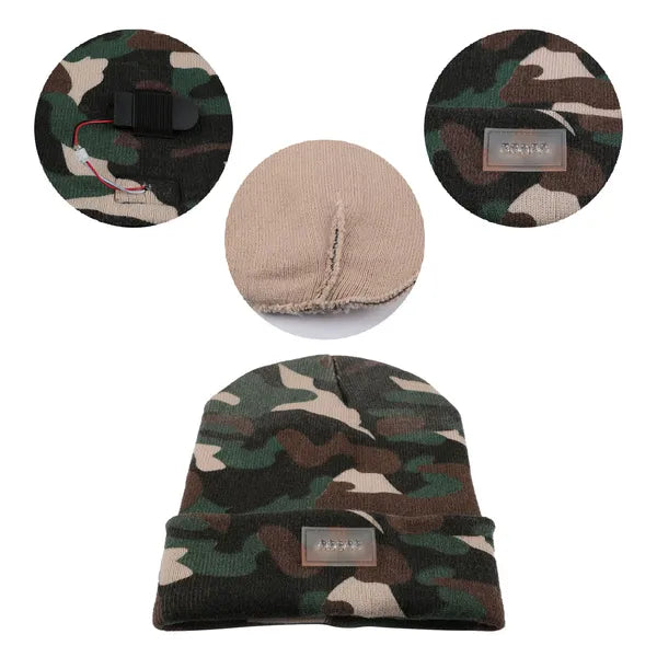 LED Beanie Hat with Removable Headlamp, Warm Knit Winter Hat